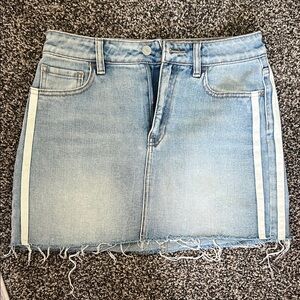 PacSun Light Blue Denim Mini Skirt with Frayed Hem